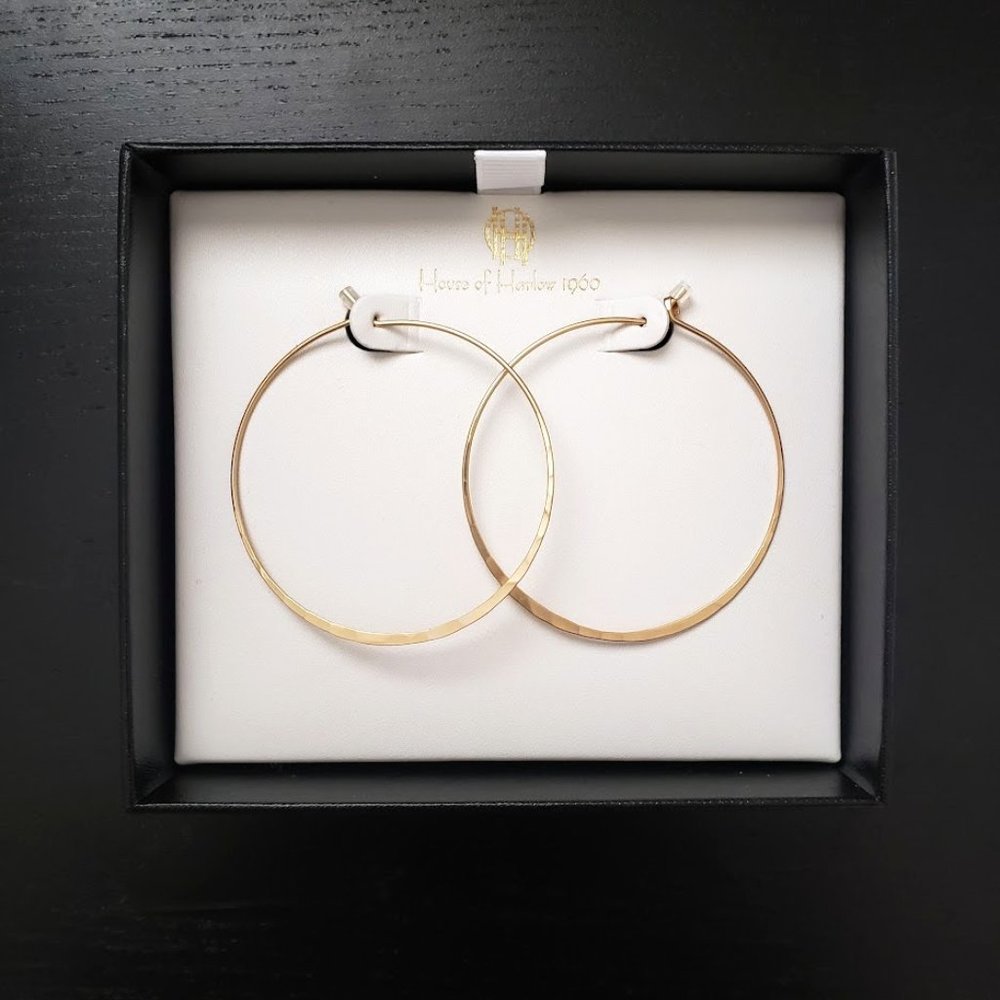 House of Harlow 1960 Hammered Hoops 2” Gold Earrings